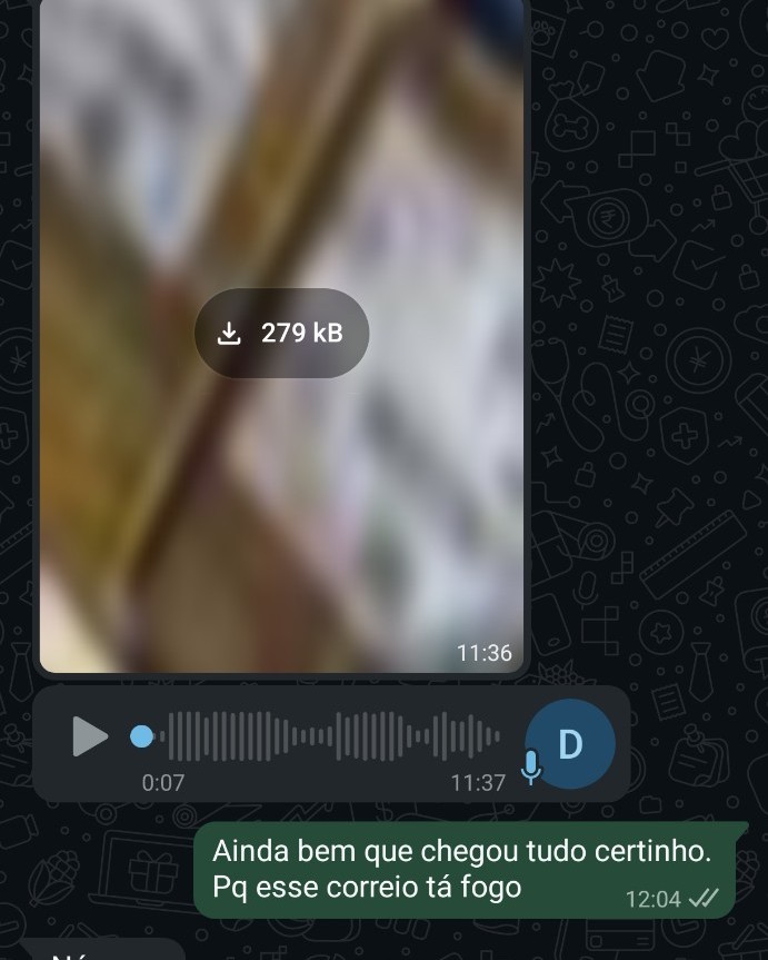 Mensagem de cliente confirmando entrega